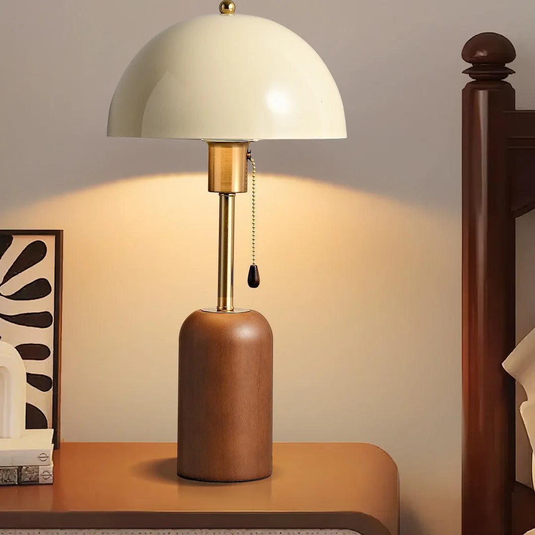 Retro Southeast Asian Solid Wood Table Lamp &mdash; Bedside Light - Hans Lumiere