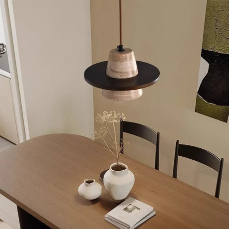 Retro Style Cream Stone LED Pendant Lamp - Hans Lumiere