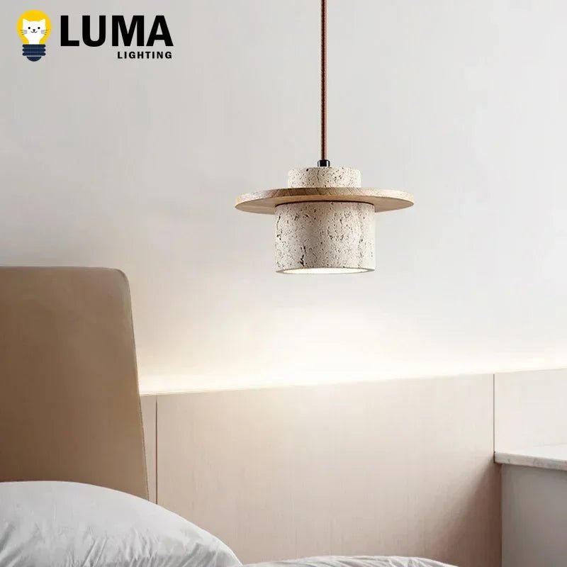Retro Style Cream Stone LED Pendant Lamp - Hans Lumiere