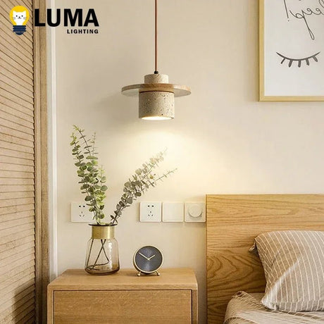 Retro Style Cream Stone LED Pendant Lamp - Hans Lumiere