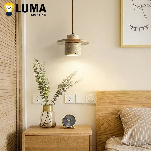 Retro Style Cream Stone LED Pendant Lamp - Hans Lumiere