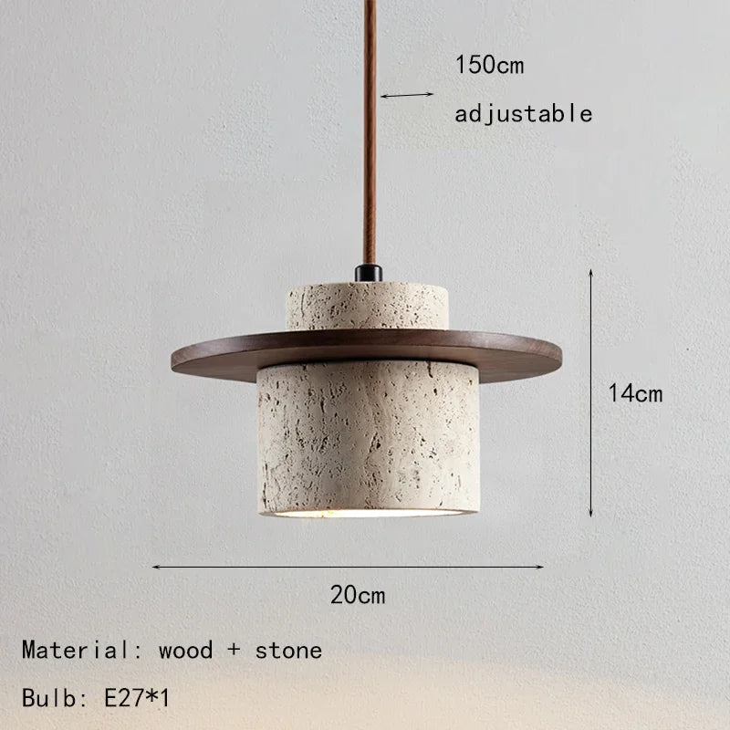 Retro Style Cream Stone LED Pendant Lamp - Hans Lumiere