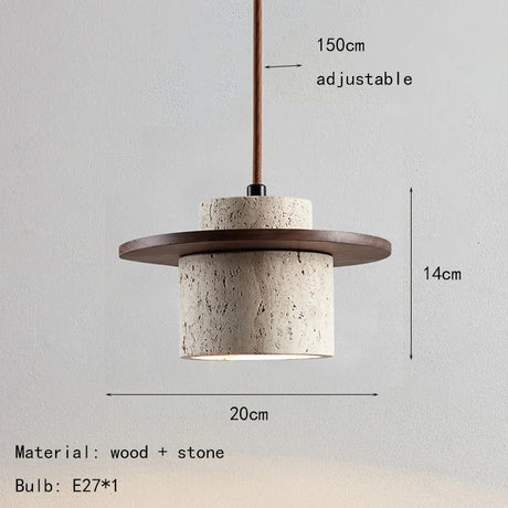 Retro Style Cream Stone LED Pendant Lamp - Hans Lumiere