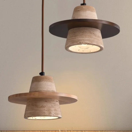 Retro Style Cream Stone LED Pendant Lamp - Hans Lumiere