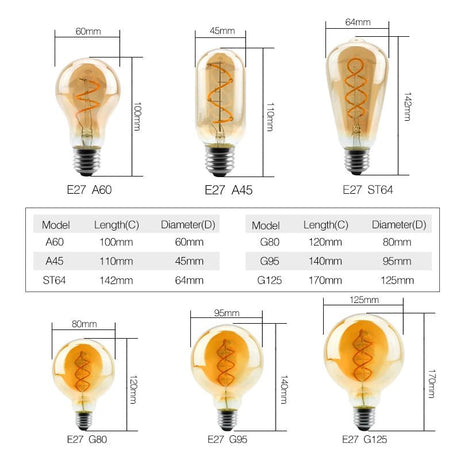 Retro Vintage Decorative Lighting Dimmable Edison Lamps 4pcs - Hans Lumiere
