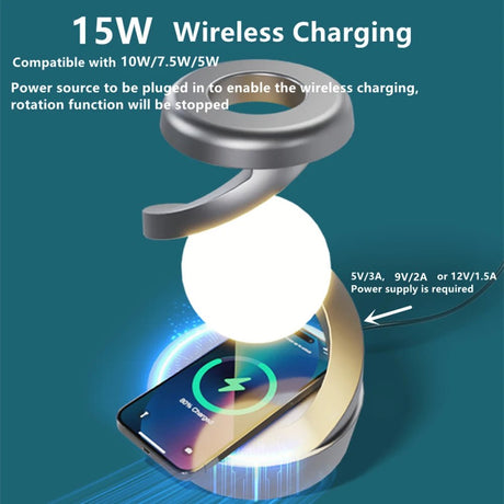 RGB Atmosphere Floating Lamp, With 15W Mobile Wireless Charger - Hans Lumiere