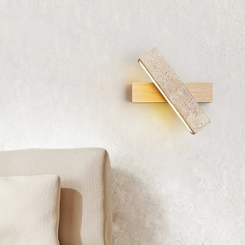Rotatable Solid Wood Stone LED Wall Lamp - Hans Lumiere