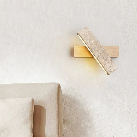 Rotatable Solid Wood Stone LED Wall Lamp - Hans Lumiere