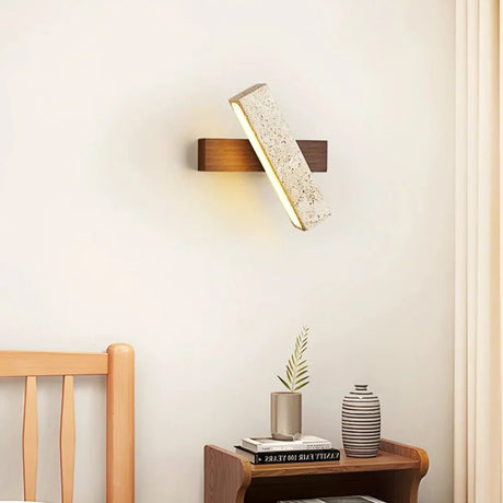 Rotatable Solid Wood Stone LED Wall Lamp - Hans Lumiere