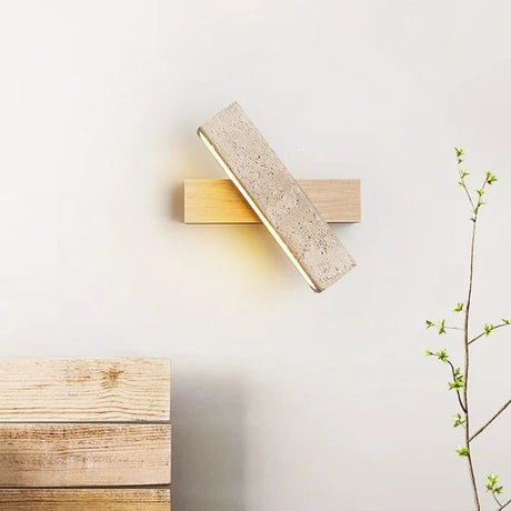 Rotatable Solid Wood Stone LED Wall Lamp - Hans Lumiere