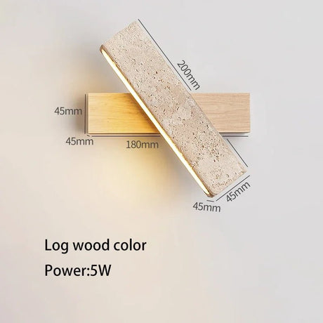 Rotatable Solid Wood Stone LED Wall Lamp - Hans Lumiere