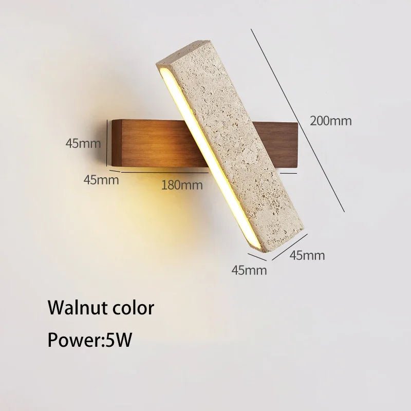 Rotatable Solid Wood Stone LED Wall Lamp - Hans Lumiere