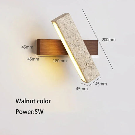 Rotatable Solid Wood Stone LED Wall Lamp - Hans Lumiere