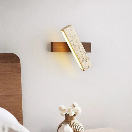 Rotatable Solid Wood Stone LED Wall Lamp - Hans Lumiere