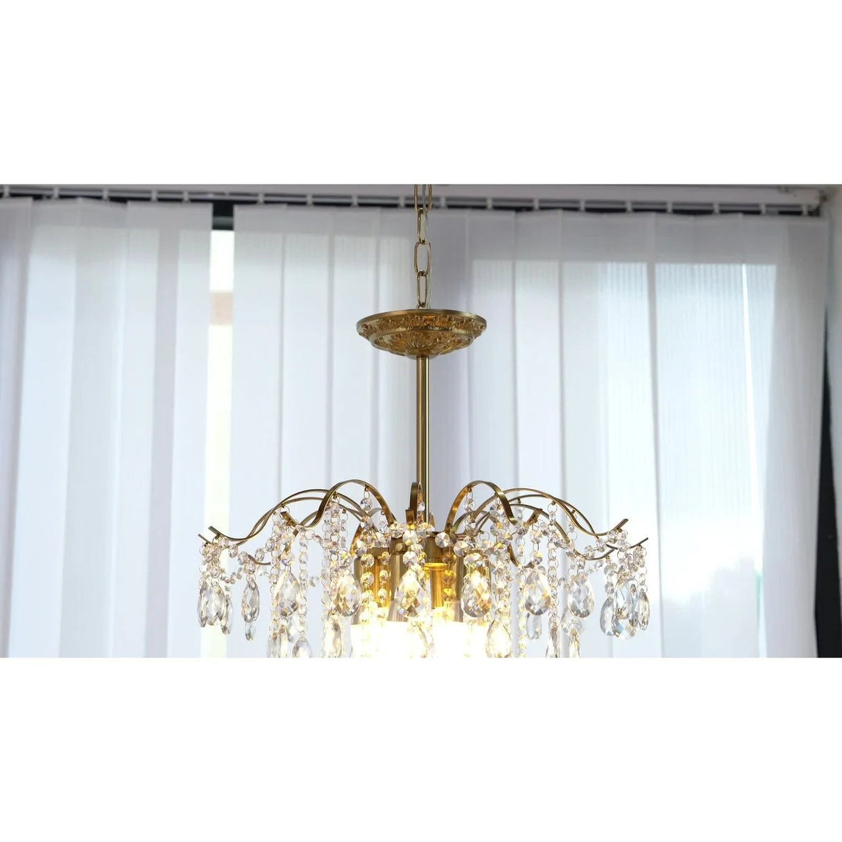 Round Gold Branch Raindrop Pendant Light - Hans Lumiere