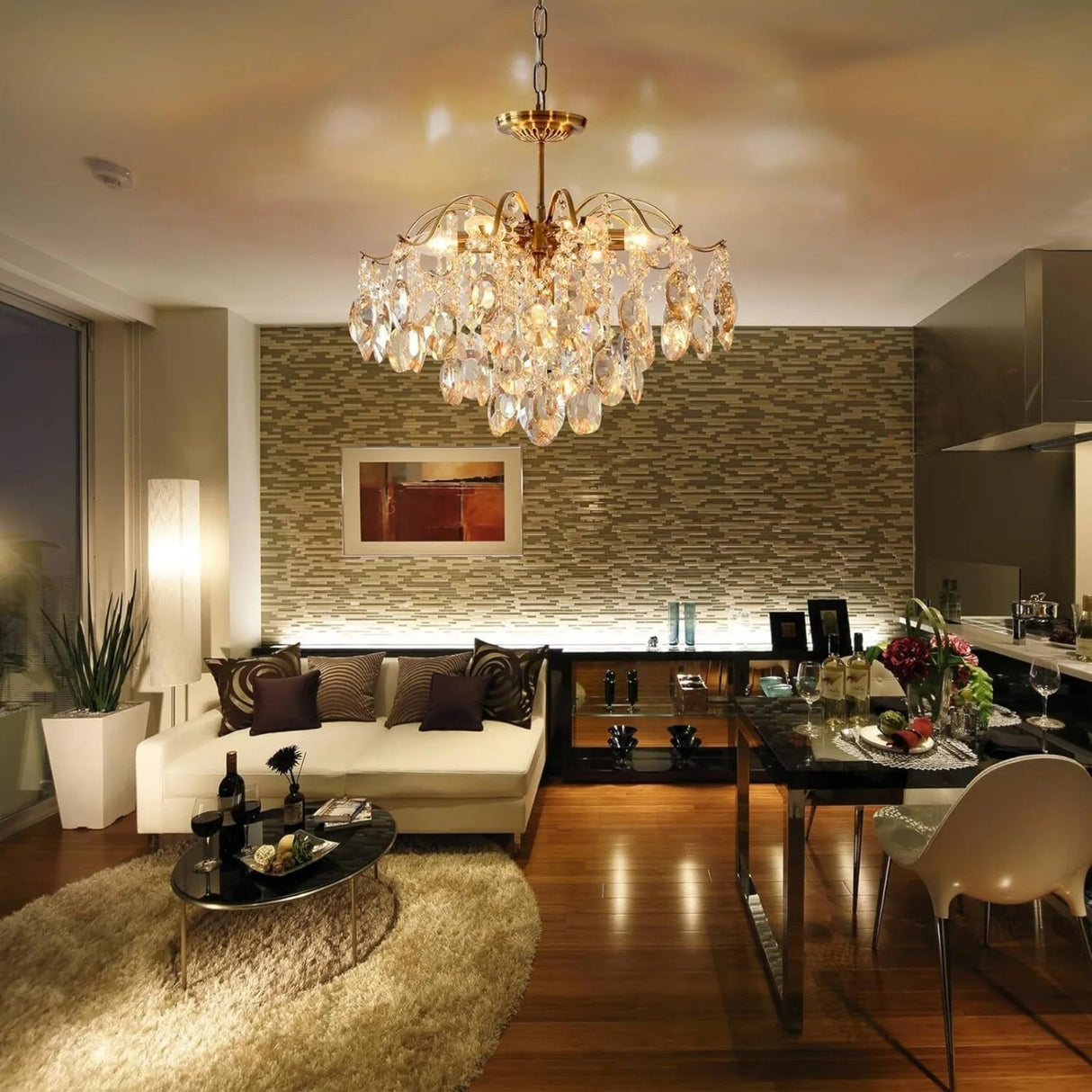 Round Gold Branch Raindrop Pendant Light - Hans Lumiere
