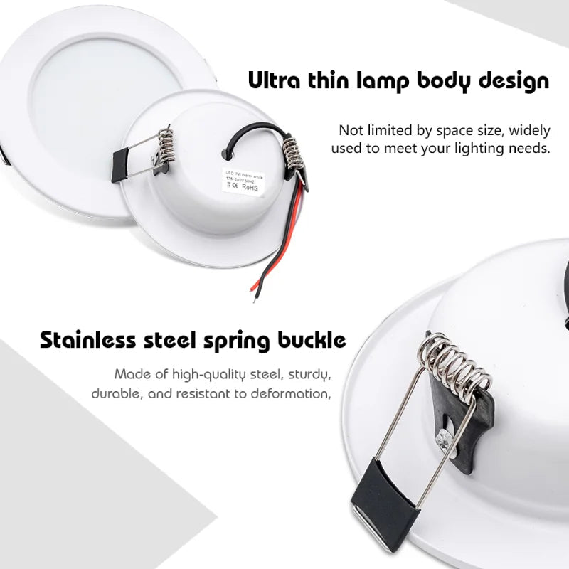 Round Recessed LED Downlight 5W to 18W, Warm or Cool White, 12V 24V 110V 220V, 1-10 Pack - Hans Lumiere