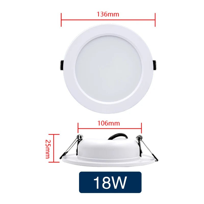 Round Recessed LED Downlight 5W to 18W, Warm or Cool White, 12V 24V 110V 220V, 1-10 Pack - Hans Lumiere
