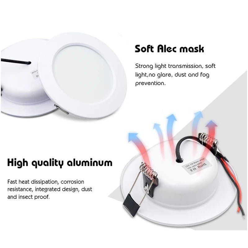 Round Recessed LED Downlight 5W to 18W, Warm or Cool White, 12V 24V 110V 220V, 1-10 Pack - Hans Lumiere