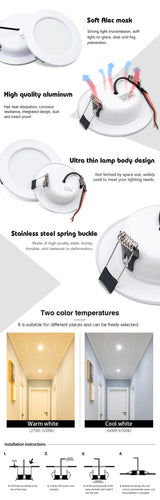 Round Recessed LED Downlight 5W to 18W, Warm or Cool White, 12V 24V 110V 220V, 1-10 Pack - Hans Lumiere
