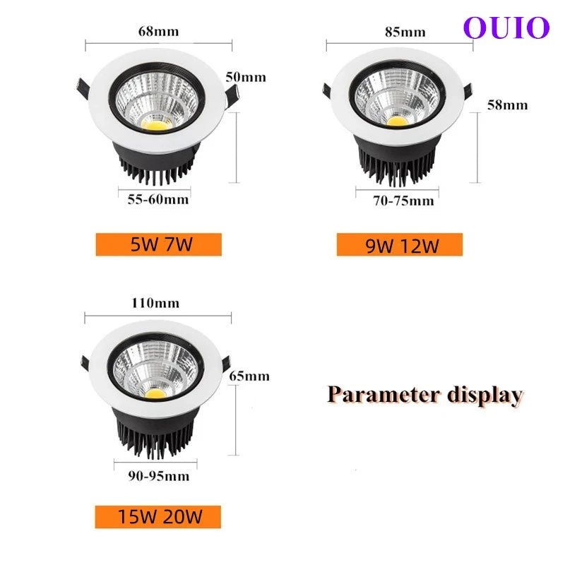Round Recessed LED Downlight – Anti-Glare Dimmable COB Ceiling Light - Hans Lumiere