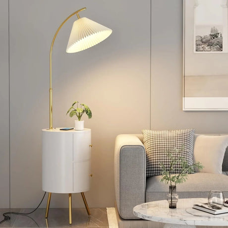 Round Smart LED Nightstand With Lamp & Wireless Charging Station (USB & AC Port) - Hans Lumiere