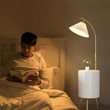 Round Smart LED Nightstand With Lamp & Wireless Charging Station (USB & AC Port) - Hans Lumiere