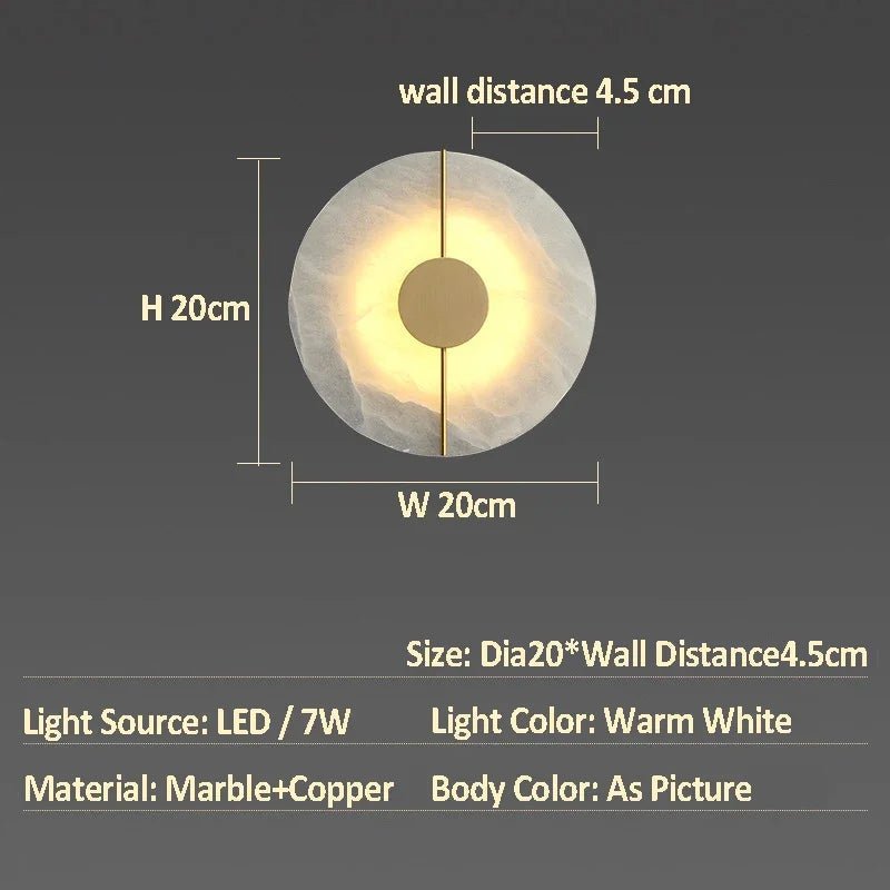 Scandinavian Luxury Circular Marble Wall Lamp - Hans Lumiere