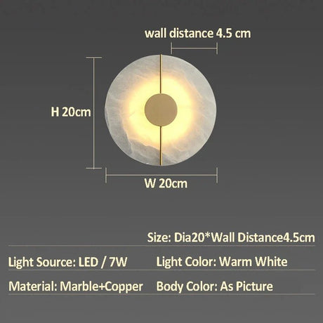 Scandinavian Luxury Circular Marble Wall Lamp - Hans Lumiere