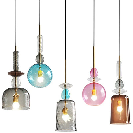 Scandinavian Macaron Stained Glass Chandelier - Hans Lumiere