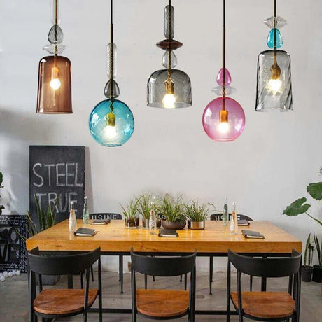 Scandinavian Macaron Stained Glass Chandelier - Hans Lumiere