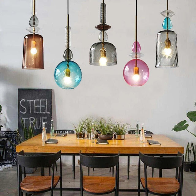 Scandinavian Macaron Stained Glass Chandelier - Hans Lumiere