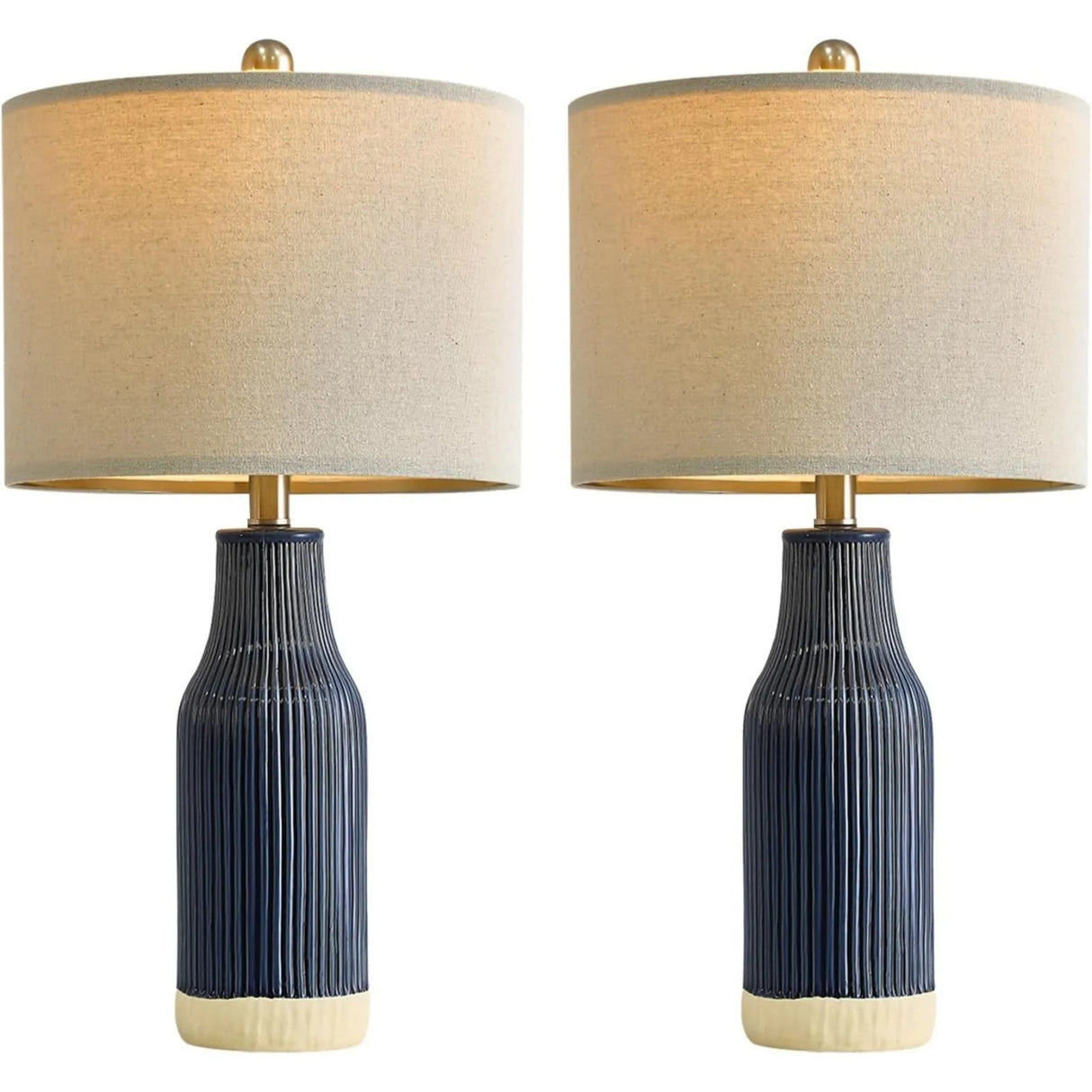 Set of 2 Modern Green Ceramic Table Lamps - Hans Lumiere