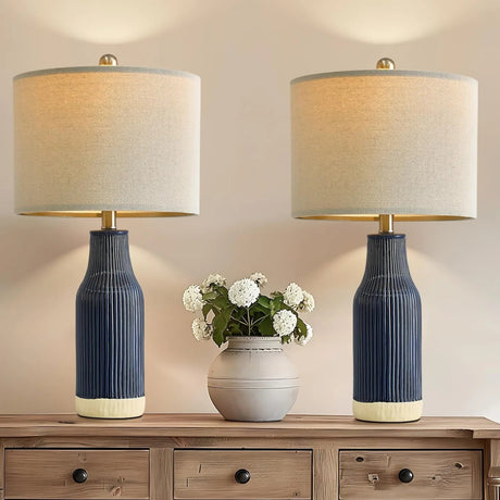 Set of 2 Modern Green Ceramic Table Lamps - Hans Lumiere