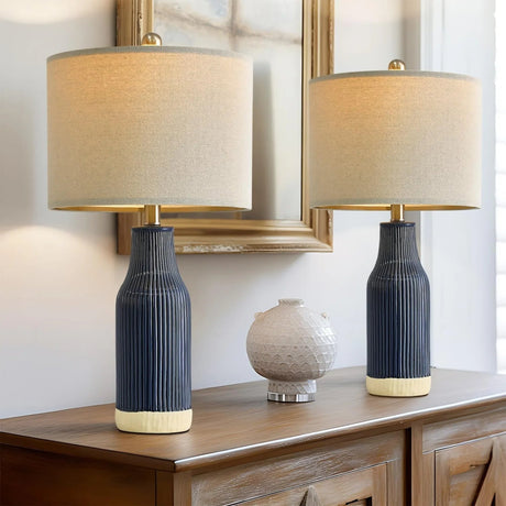 Set of 2 Modern Green Ceramic Table Lamps - Hans Lumiere