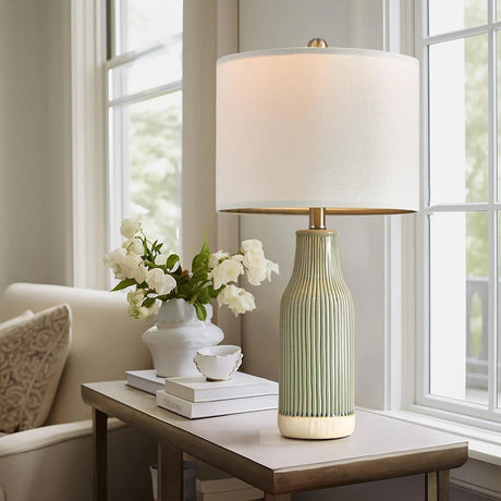 Set of 2 Modern Green Ceramic Table Lamps - Hans Lumiere
