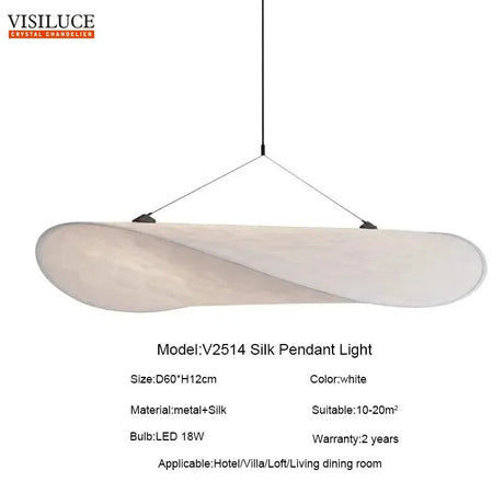 Silk Fabric Hand Made LED Pendant Light - Hans Lumiere