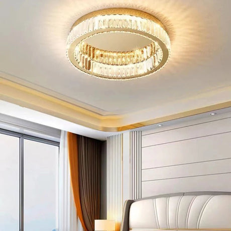 Simple Modern Remote Control Crystal Circle LED Ceiling Lamp - Hans Lumiere