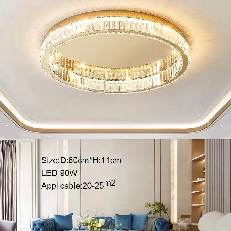 Simple Modern Remote Control Crystal Circle LED Ceiling Lamp - Hans Lumiere