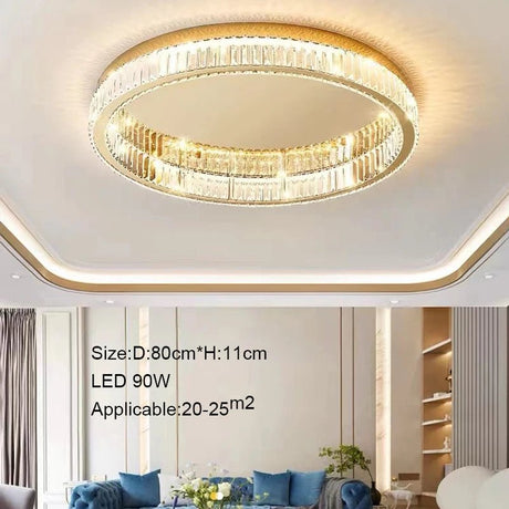 Simple Modern Remote Control Crystal Circle LED Ceiling Lamp - Hans Lumiere