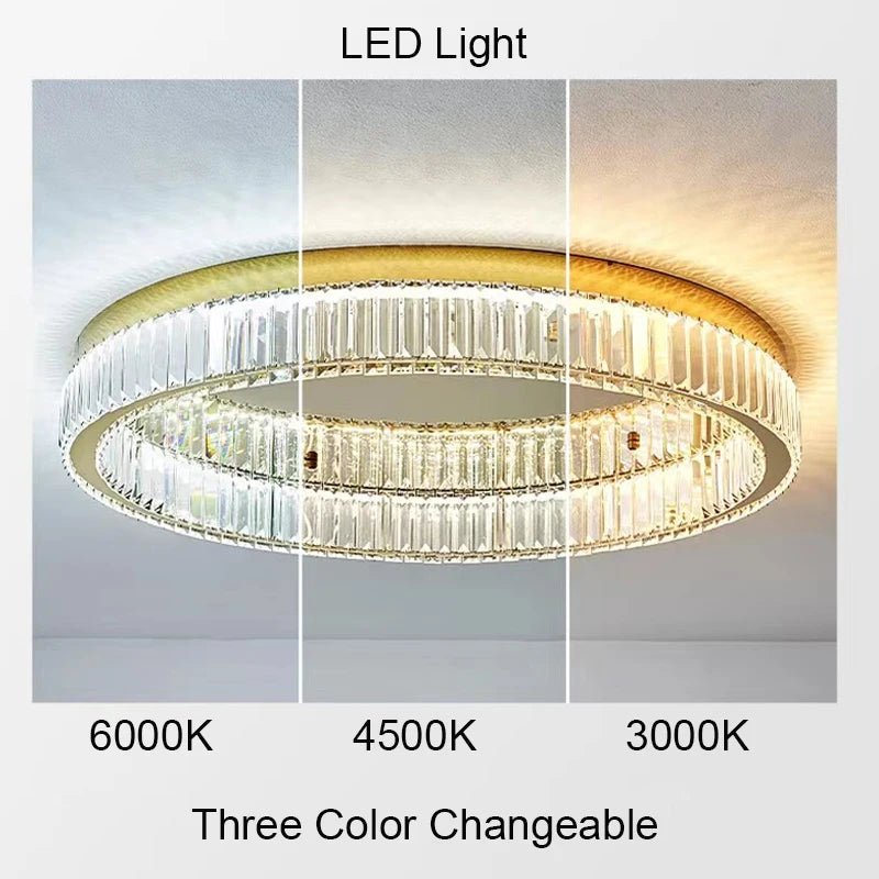 Simple Modern Remote Control Crystal Circle LED Ceiling Lamp - Hans Lumiere