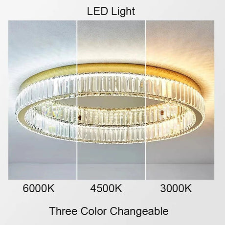 Simple Modern Remote Control Crystal Circle LED Ceiling Lamp - Hans Lumiere