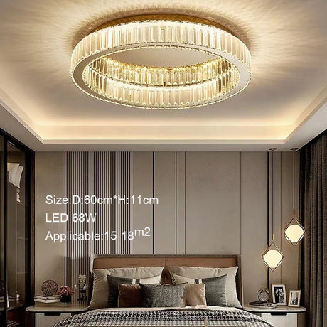 Simple Modern Remote Control Crystal Circle LED Ceiling Lamp - Hans Lumiere