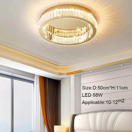 Simple Modern Remote Control Crystal Circle LED Ceiling Lamp - Hans Lumiere