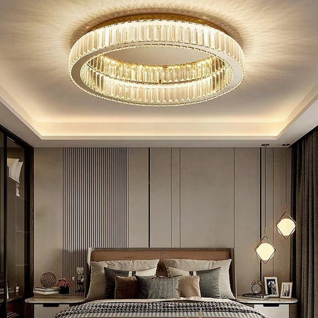 Simple Modern Remote Control Crystal Circle LED Ceiling Lamp - Hans Lumiere