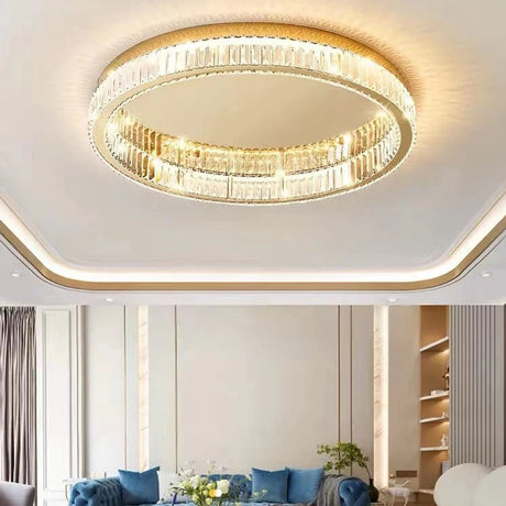 Simple Modern Remote Control Crystal Circle LED Ceiling Lamp - Hans Lumiere