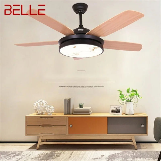 Simple Wood LED Ceiling Fan With Lights Remote Control - Hans Lumiere