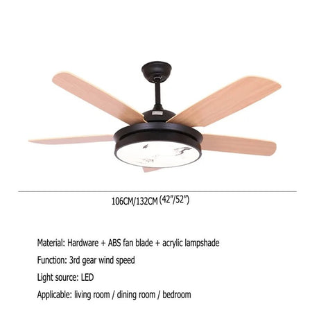 Simple Wood LED Ceiling Fan With Lights Remote Control - Hans Lumiere
