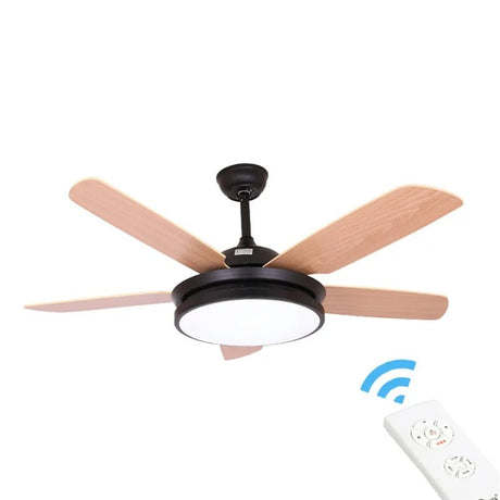 Simple Wood LED Ceiling Fan With Lights Remote Control - Hans Lumiere