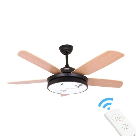 Simple Wood LED Ceiling Fan With Lights Remote Control - Hans Lumiere